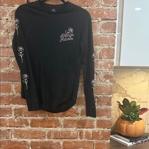 Black Long Sleeve Shirt with Floral